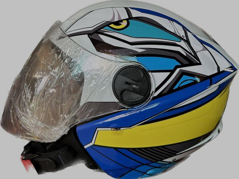 CAPACETE PRO TORK /NEW LIBERTY 3 ADESIVADO XDRON AZUL E BRANCO