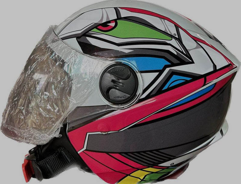 CAPACETE PRO TORK /NEW LIBERTY 3 ADESIVADO XDRON ROSA E BRANCO