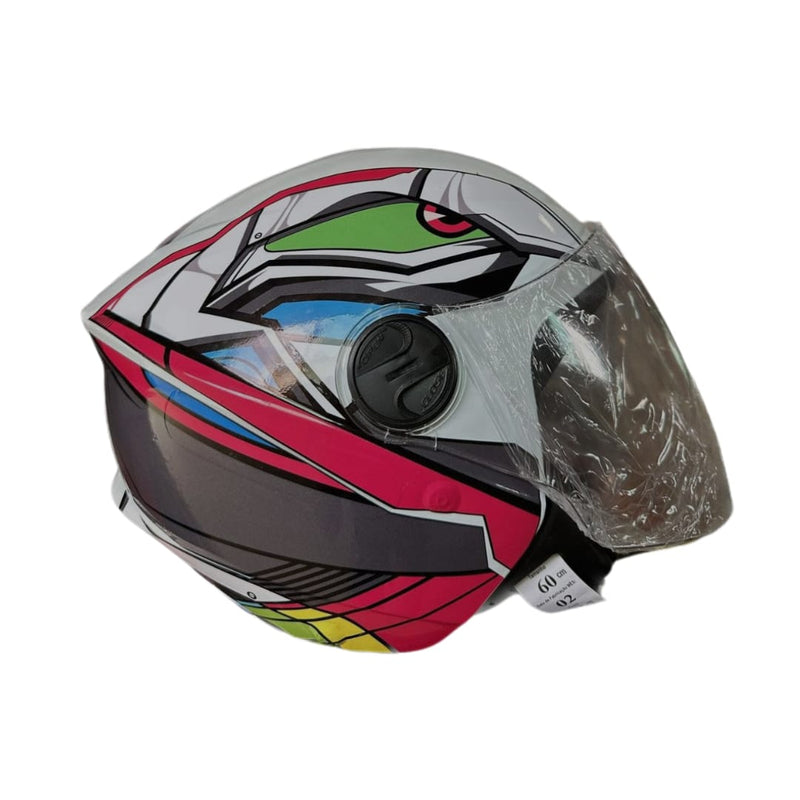 CAPACETE PRO TORK /NEW LIBERTY 3 ADESIVADO XDRON ROSA E BRANCO