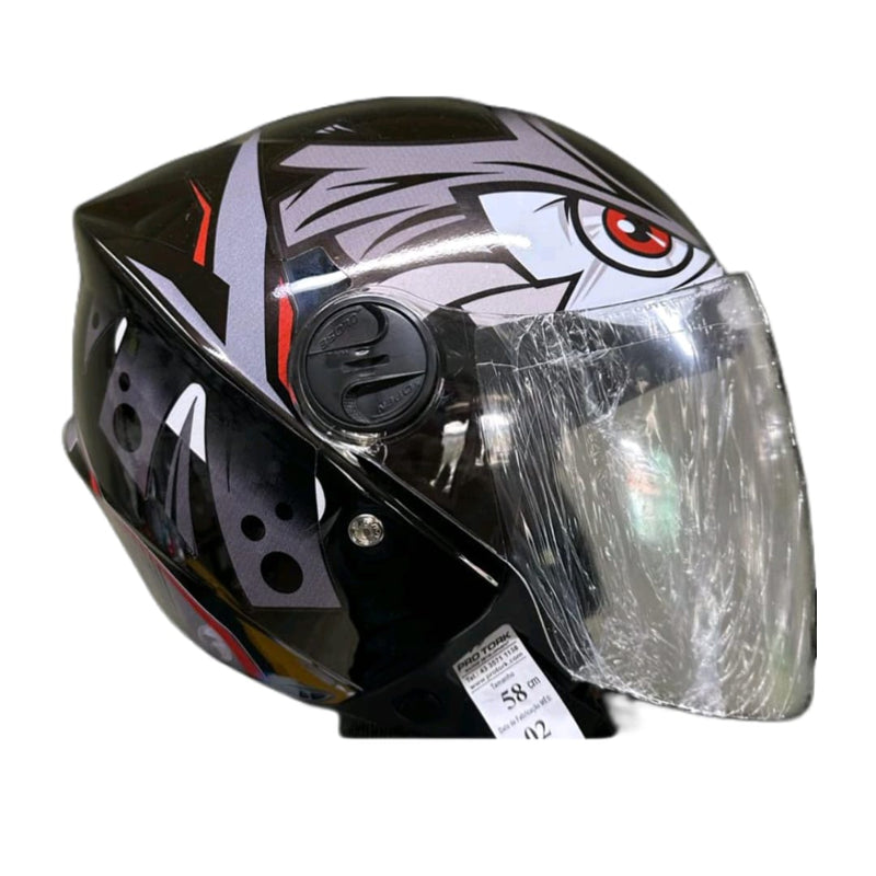 CAPACETE PRO TORK /NEW LIBERTY 3 ADESIVADO TRIBAL/ARARA PRETO