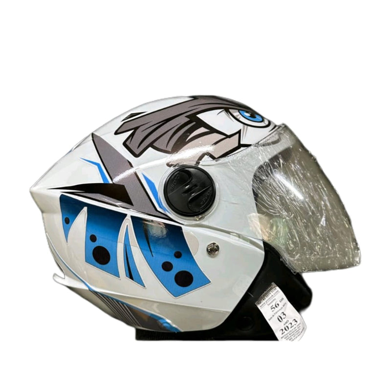 CAPACETE PRO TORK /NEW LIBERTY 3 ADESIVADO TRIBAL AZUL E BRANCO