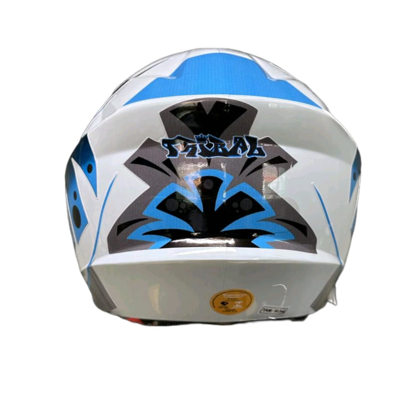 CAPACETE PRO TORK /NEW LIBERTY 3 ADESIVADO TRIBAL AZUL E BRANCO