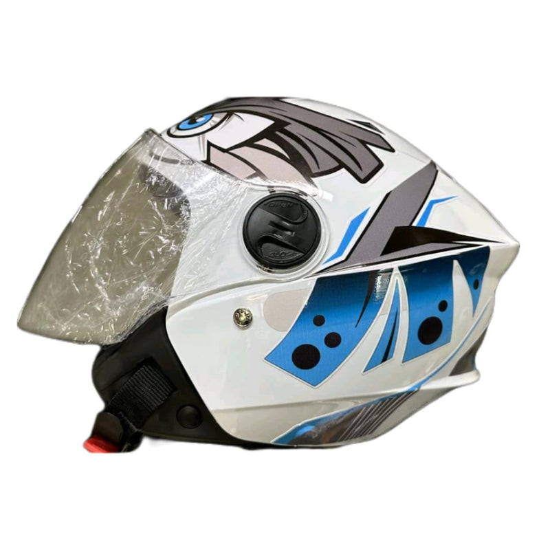 CAPACETE PRO TORK /NEW LIBERTY 3 ADESIVADO TRIBAL AZUL E BRANCO