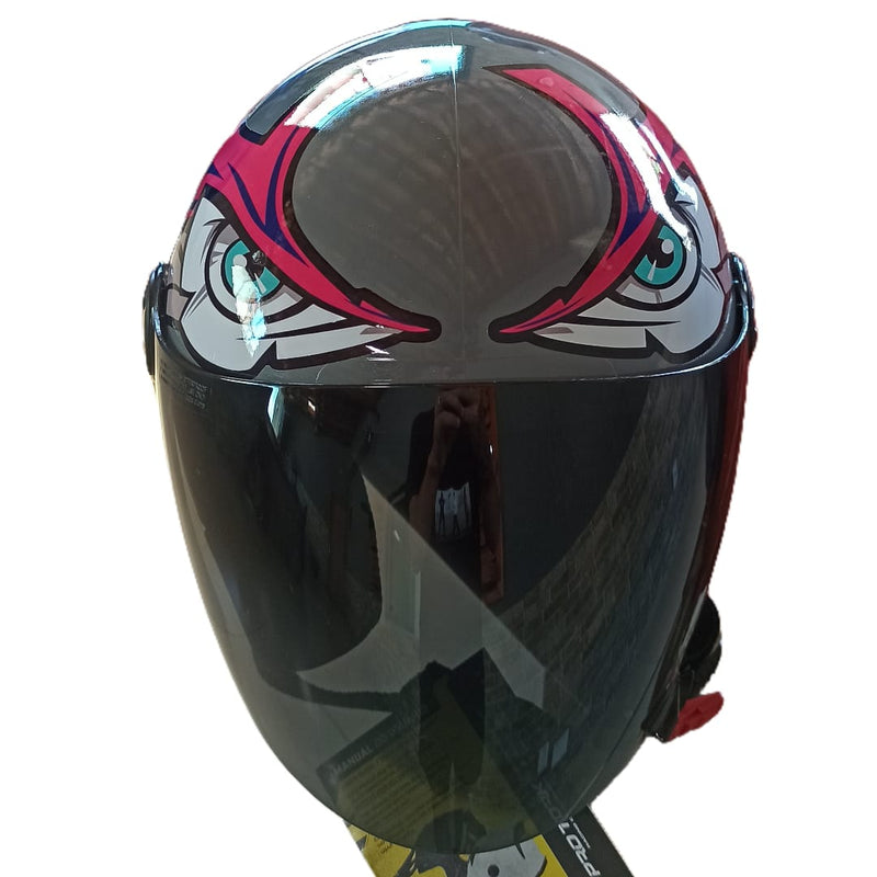 CAPACETE PRO TORK /NEW LIBERTY 3 ADESIVADO/ENVERNIZADO TRIBAL/ARARA ROSA E CINZA