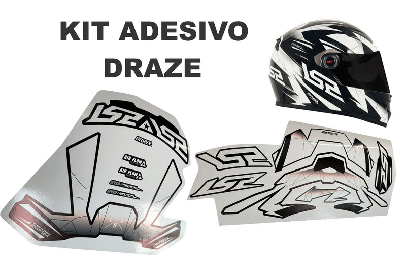 ADESIVO PARA CAPACETE LS2 DRAZE PRETO E BRANCO