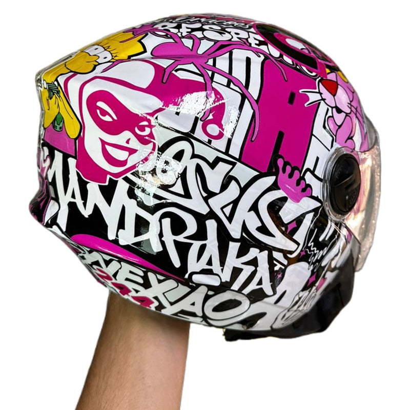 CAPACETE PRO TORK /NEW LIBERTY 3 ADESIVADO FEMININO