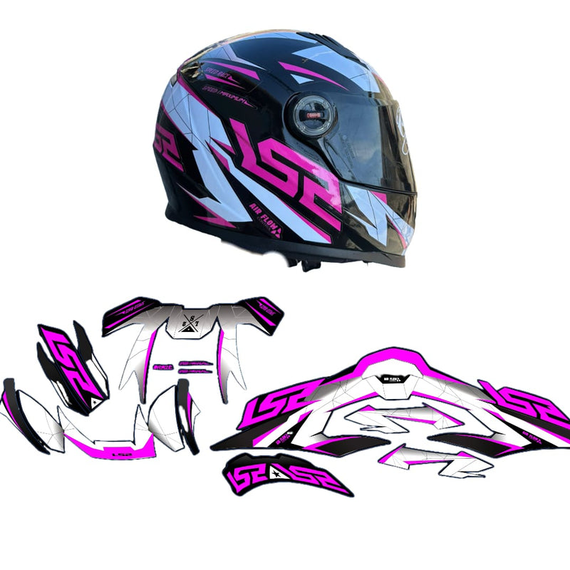 ADESIVO PARA CAPACETE LS2 DRAZE ROSA E BRANCO