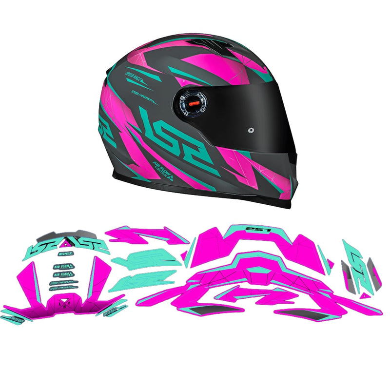 ADESIVO PARA CAPACETE LS2 DRAZE ROSA E VERDE