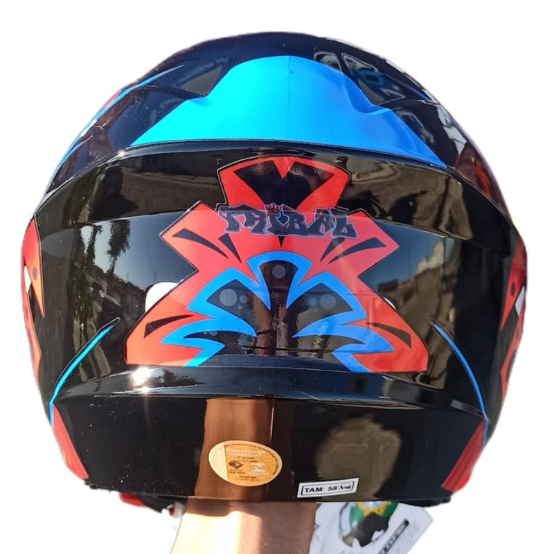 CAPACETE PRO TORK /NEW LIBERTY 3 ADESIVADO/ENVERNIZADO TRIBAL/ ARARA LARANJA