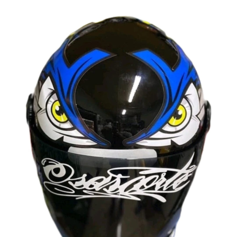 CAPACETE PRO TORK /NEW LIBERTY 3 ADESIVADO/ENVERNIZADO TRIBAL/ARARA AZUL